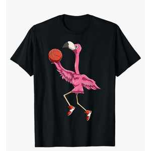 Flamingo Basketball Flamingo Playing Basketball Flamingo TShirt, Size Small, Black 