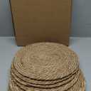 GENMOUS Woven Placemats Set of 12, 12" Round Placemats Natural Water Hyacinth Boho Placemats,Farmhouse Rattan Chargers for Dinner Plates, Rustic Braided Wicker Table Mats for Thanksgiving,Home,Wedding