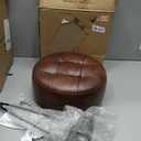 LUE BONA Reddish Brown Vanity Stool Chair for Makeup Room, Tufted Faux Leather Stool for Vanity, 19 inch Height, Vanity Chair with Metal Legs, Modern Foot Ottoman for Bedroom, Living Room, 13''W x 13''D x 19.1''H