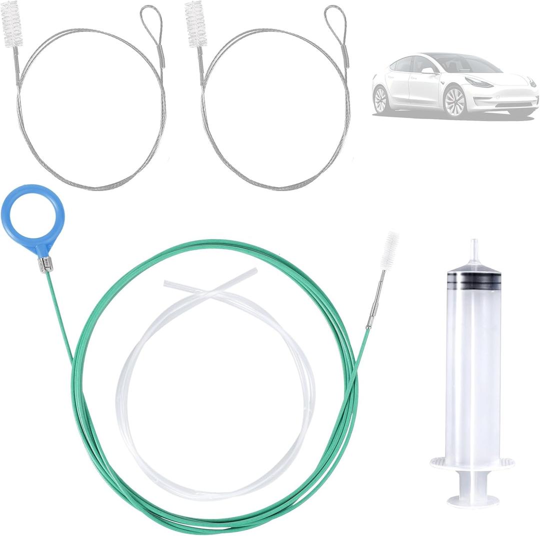 BOXOB 5pcs Sunroof Drain Cleaning Tool, 300cm/118in Flexible Long Pipe Cleaner with Drain Auger Piston & Piston Hose Round Handle Design Tube Cleaner Brush for Auto Car Sunroof Wiper Unclogger
