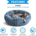Whiskers & Friends Cat Beds for Indoor Cats, Fluffy Calming Donut Cat Bed, Small Dog Bed Washable - Orthopedic Soft Plush Pet Beds Sized for Kitten to Large Cats & Puppy to Small Dogs - Navy Grey 20''