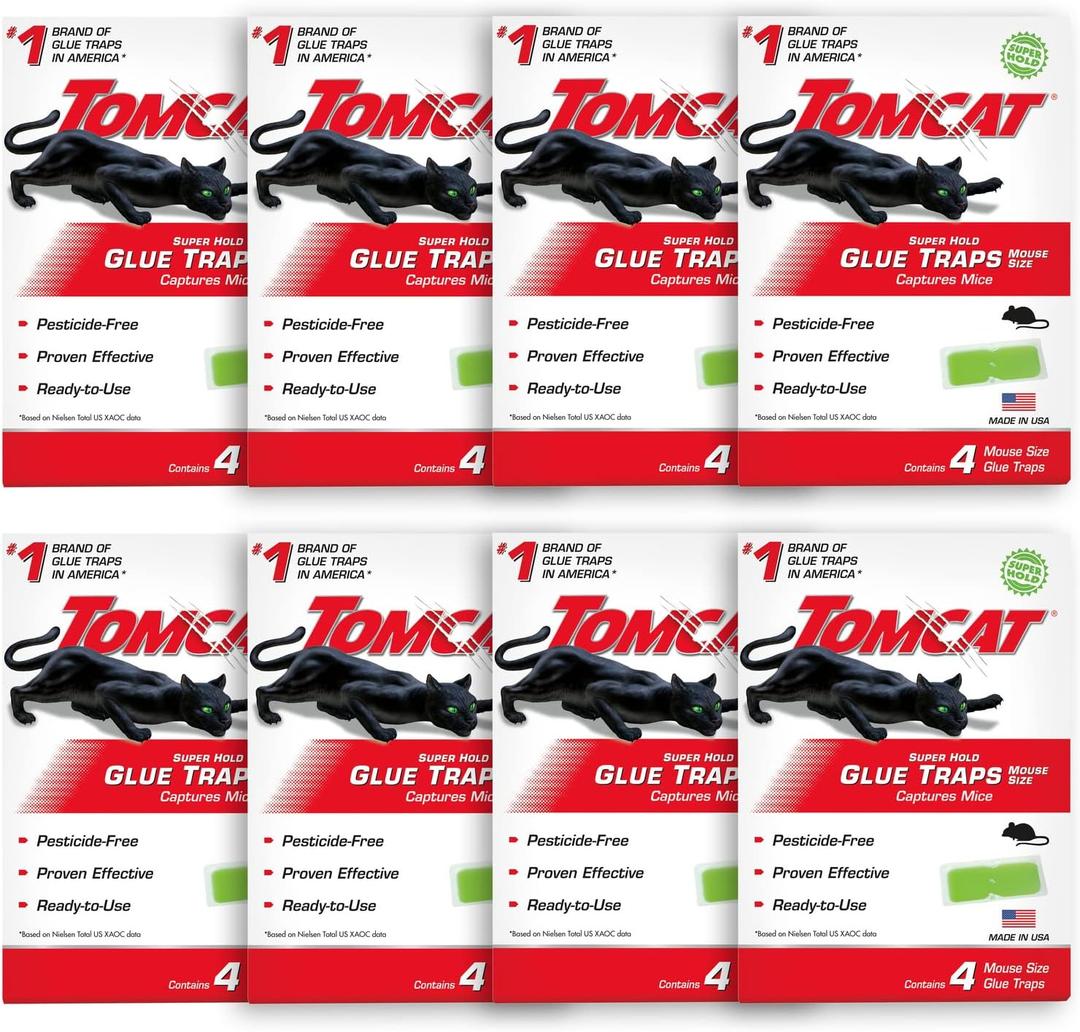 Tomcat Super Hold Glue Traps Mouse Size, 8-Pack (32 Glue Traps)