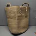 YOUDENOVA Jute Rope Laundry Hamper Basket, 58L Tall Woven Collapsible Baskets for Blanket Organizing Clothes Hamper for Laundry Bedroom Storage