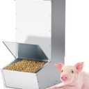 Hog Feeder, 2.5 Bushels Capacity, Heavy Duty Galvanized Steel Single Door Pig Feeder, Moisture Proof Piglet Creep Feeder, All Nuts Pre-Installed, Silver