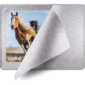 1000 Piece Jigsaw Puzzle Boards Portable, Puzzle Mat with Cover, Lightweight Puzzle Tray Storage System, Felt Table Top by Coobe (Gray), 33.5" x 25.5"