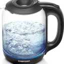 Chefman 1.7 Liter Electric Glass Tea Kettle, Fast Hot Water Boiler, One Touch Operation, Boils 7 Cups, Swivel Base & Cordless Pouring, Auto ShutOff