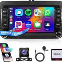 4+64G Android Car Stereo for VW Passat Golf MK5 MK6 Jetta T5 EOS POLO Touran Seat Sharan Wireless Carplay Android Auto, 7'' Touchscreen Head Unit with GPS Bluetooth Mirror Link WIFI FM DSP Rear Camera