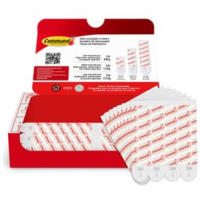 Command Indoor Large Replacement Strips, 20 Strips, Damage-Free Wall Hanging, Re-Hang Large Hooks for Home and Wall Decor, Holds up to 5 lb, White Adhesive