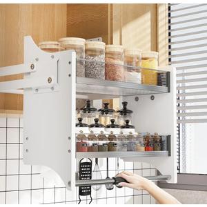 22-35.8 Inch Pull Down Shelf for Kitchen Upper Cabinet, 2-Tier Pull Down Cabinet Organizer, 33.8-35.8 Inch Width, White 22-35.8 Inch Pull Down Shelf for Kitchen Upper Cabinet, 2-Tier Pull Down Cabinet Organizer, 33.8-35.8 Inch Width, White