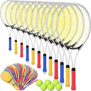 12 Pcs Tennis Rackets for Adult Recreational 12 Players 27'' Tennis Racket Set with 6 Balls Lightweight Tennis Rackets Bulk for Women Men Tennis Training and Beginner with Overgrip and Bag, about 27"