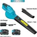 SEYVUM Leaf Blower, 20V Cordless Blower with 2 x 2.0Ah Battery, Electric Leaf Blowers for Lawn Care, 350 CFM 150 MPH Battery Powered Leaf Blower, for Patio, Garden Cleaning, Fast Charger, Blue