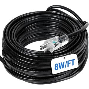 80FT Heat Tape for Roof and Gutters, 8 Watts/ft Roof Heat Cable w/ 35PCS Clips & Spacers, Self-Regulating Heat Cable w/LED Plug, Gutter Heat Cable for Ice Dam & Pipe Freeze Prevention, 120V