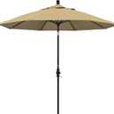 California Umbrella 9' Round Aluminum Market Umbrella, Crank Lift, Collar Tilt, Bronze Pole, Champagne Olefin