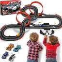 30 FT Slot Car Race Tracks Sets Toys for Ages 8-10 -1:43 Dual Race Car Track with 4 Slot Cars, 2 Hand Controllers, Christmas, Birthday Gift Toys for Ages 8-13