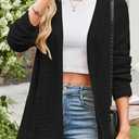 Cakulo Womens Crochet Fringe Cardigan Sweaters Oversized Lightweight Fall Open Front Cable Knit Cardigans 2025 (Black, M)