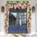 Wisteria Artificial Flower Garland,4PCS Wisteria Hanging Flowers for Wedding Decor,Wedding Arch Flowers,Flower Garland for Backdrop,Fake Hanging Flowers Vines for Wedding Decor(Total 28.8FT-Pink)