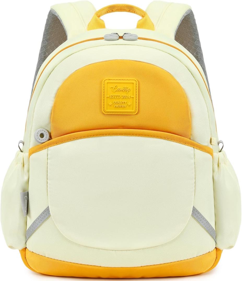 CAMTOP Toddler Backpack for Boys Girls 2-4, Kids Backpacks for Kindergarten Preschool, 12" H Small Bookbag for Daycare Travel (Yellow, 12''- Not fit A4 folder)