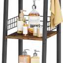3-Tier Narrow Ladder Shelf with Drawer, Bathroom Floor Storage Shelf, Freestanding Tower Shelf Ladder Bookshelf Brown