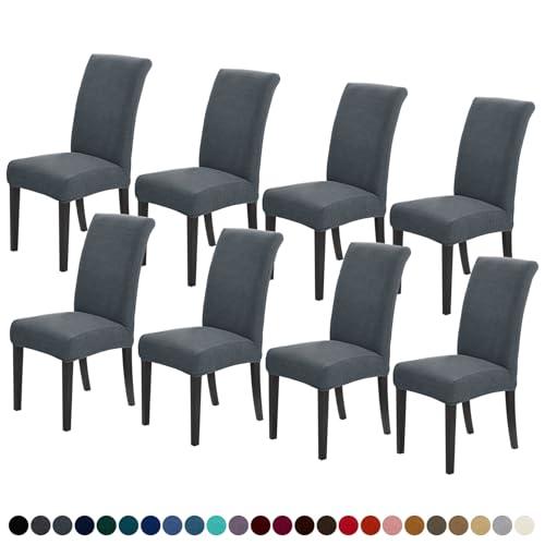 Joccun Chair Covers for Dining Room Set of 5, Dining Chair Slipcovers Stretch Dining Room Chair Covers Seat Protector,Washable Parsons Chair Cover for Home,Hotel,Banquet(Gray,5 Pack)