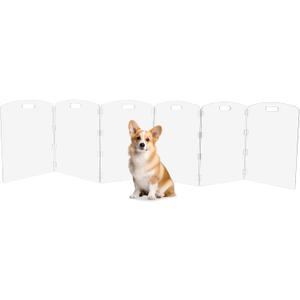 Feoyoho Acrylic Pet Gate Freestanding Foldable - Clear Dog Cat Gate for Doorways Stairs House - No-Drill Indoor Barrier Fence (24" Height-6 Panels)
