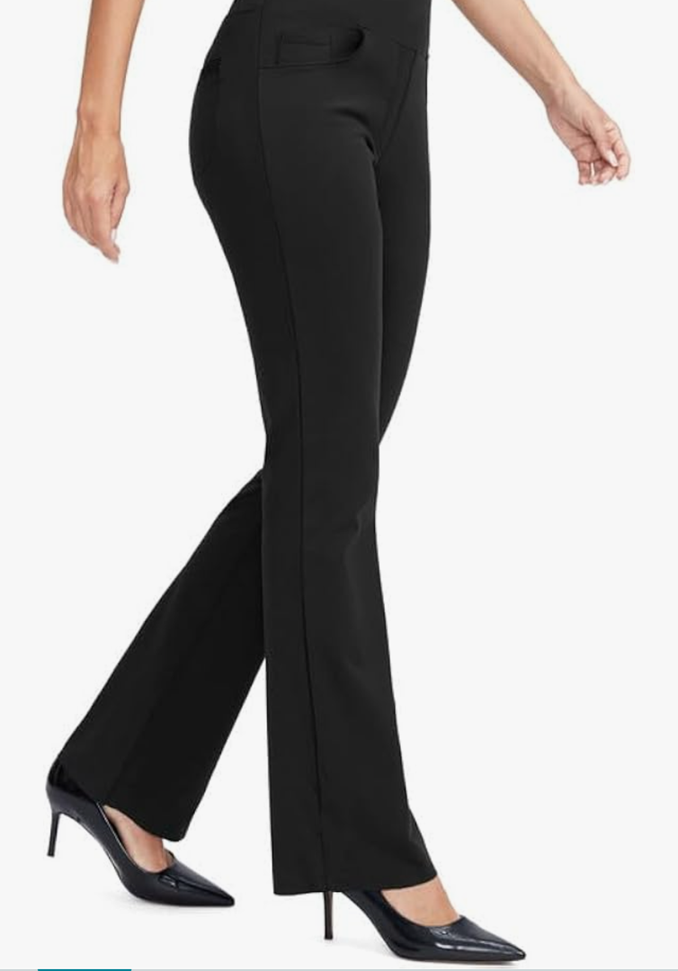 Rammus Womens High Waist Yoga Dress Pants with Pockets Stretch Work Pants for Women Bootcut Leg Slacks for Office Casual Large