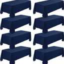 8 Pack Navy Blue Tablecloth 70 x 120 Inch, Premium Rectangle Table Clothes for 6 or 8 Foot Rectangle Table, Washable Polyester Fabric Table Covers for Wedding Party Reception Banquet Buffet (70 x 120 Inch, Navy Blue)