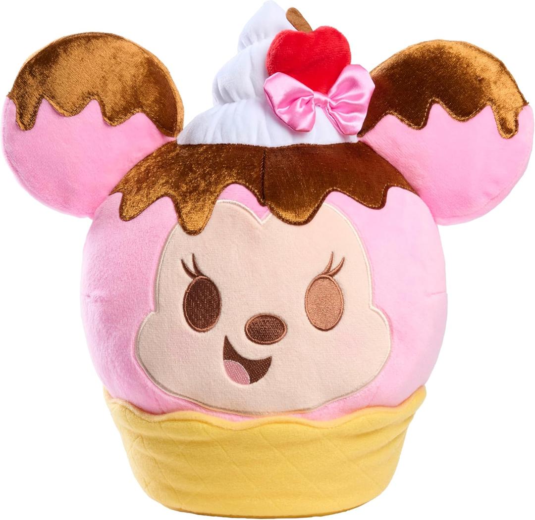 Just Play Disney Munchlings Squeeze-A-Munch Large Scented Strawberry Sundae Waffle Bowl Minnie Mouse 10-inch Plush, Kids Toys for Ages 0