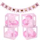 Baby Shower Decoration Kit for Girl, It's a Girl Banner Pink Balloon Box with 20 Pink Balloons, Baby Girl Party Decorations Kit for Gender Reveal Party Baby Shower Celebration