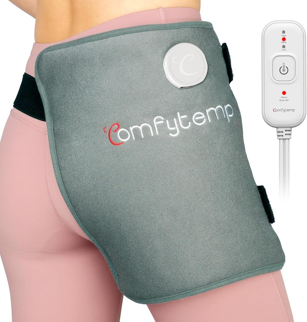 Comfytemp Hip Heating Pad Hip Brace, FSA Eligible Items Only List Birthday Gifts for Mom Women Dad Men, HSA Approve Lower Back Thigh Buttock, Heated Wrap, Electric HSA Heat Pad Hot Relax (S/M) (Gray)