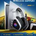 Tatybo Wireless Gaming Headset for PC, Ps5, Ps4, 2.4 Ghz USB & Type-C Gaming Headphones with Microphone, 30H Battery Bluetooth Headphones for Switch, Laptop, Mobile, Mac