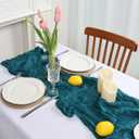 8 Pack Teal Cheesecloth Table Runner Easter 10ft Boho Gauze Fabric 120 Inch Cheese Cloth Table Runner Rustic Sheer for Spring Romantic Baby Shower Party Birthday Home Holiday
