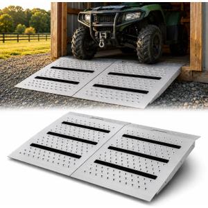 33" x 48" Upgraded Dual Layer Anti Slip Shed Ramps with Strips, 1500 LBS Heavy Duty Ramps for Sheds, Punch Plate Lawnmower Loading Ramp Set for Lawn Tractor ATV Garages Barns Wheelbarrow, 2PC