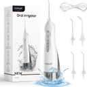 Mornwell Water Flosser Cordless, Water Flossers for Teeth - 300ML Tank and 4 Jet Tips, 3 Modes Portable Dental Oral Irrigator, Braces Care, Rechargeable Waterproof Portable Water Flosser (White)