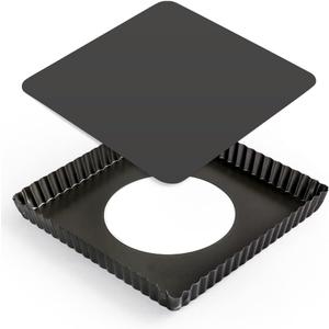 Square Pie Pan Nonstick Tart Pan With Removable Bottom Heavy Duty Carbon Steel Fluted Quiche Pan Tart Mold for Baking Mousse Cakes Dessert,8.2 x 1-Inch