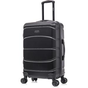 DUKAP SENSE Hardside Luggage with Spinner Wheels | 24 in Durable Lightweight Medium Checked Suitcase for Travel | Zipper Clouser Suit Case with Gel Handles and Trolley | Black