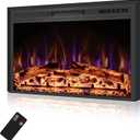 36" Width Electric Fireplace Inserts with Adjustable Flame Colors, Fireplace Heater with Touch Screen & Remote Control, Recessed in Wall, 750/1500W, Timer
