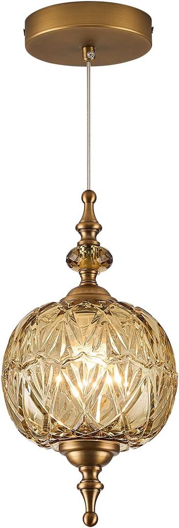 Vintage Amber Pendant Light Fixtures E26 Bulb Pendant Lights for Bedroom Living Room Dining Room Kitchen Island Hallway