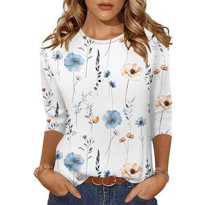 Zeagoo Women's Casual 3/4 Sleeve T-Shirts Round Neck Cute Tunic Tops Basic Tees Blouses Business Work Tee Top S