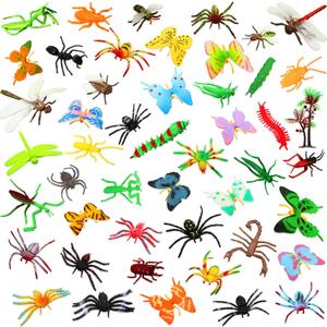 Sumind 48 Pieces Plastic Insect Fake Bugs Assorted Insect Figure Toys Lifelike Butterfly Spiders for Education Animal Themed Party Model Cognitive Toys Halloween