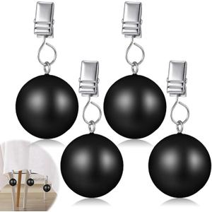 12 Pack Heavy Duty Curtain Weights Heavy Tablecloth Weights Ball with Metal Clip for Outdoor Tables Shower Curtain Flag (Black)