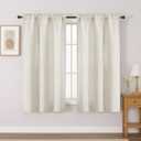 Gwine Natural Short Curtains 45 Inch Length for Living Room, Light Filtering Faux Linen Textured Window Curtain Drapes, Farmhouse Small Window Drapes for Bedroom, 30Wx45L inch, 2PCS
