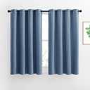 NICETOWN Half Window Curtains for Bedroom - Silver Grommet Modern Thermal Insulated Home Decor Window Coverings for Nursery/Flat, Stone Blue, W52 x L54, Set of 2