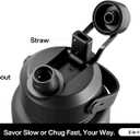 POWCAN 40 oz Insulated Water Bottle with 2-in-1 Straw and Spout Lid, Keep Cold 24H, Leak-Proof, BPA-Free, Double Wall Stainless Steel Water Bottle for Sports, Gym, Travel, and School (Dark Knight)