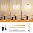 QIYIZM Glass Plug in Pendant Light Hanging Lights with Plug in Cord Milk White Hanging Lamp Gold Dimmable Mid Century Modern Plug in Chandelier Ceiling Fixture for Living Room,Kitchen,Boho