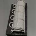 LE TAUCI Stackable Coffee Mugs Set with Stand, Ceramic Espresso Cups for Au Lait, Cappuccino,Latte,Cafe,Mocha,Tea, Suit For Housewarming Wedding- 8 oz, Set of 4,Arctic white