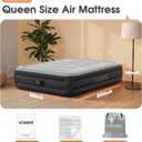 Air Mattress Queen with Built in Pump,18'' Inflatable Mattress 2 Mins Self-Inflation/Deflation,Thicker Blow up Mattress Leak-Proof,Flocked Top Air Bed with Storage Bag for Home, Camping & Guests (Grey)