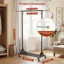 Rolling Garment Rack - Retractable Clothes Rack with Hanging Rods, Lockable Wheels and Bottom Storage Shelf - Sturdy Coat Rack, Freestanding Clothing Organizer for Bedroom, Laundry & Closet, 16.9"D x 48.4"W x 56.7"H