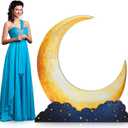 Leinuosen 5 Ft Moon Starry Night Party Decorations Crescent Moon Cardboard Stand up Cutout Large Life Size Twinkle Little Backdrop Prom Party Photo Prop Standup for Movie Night Birthday Homecomings