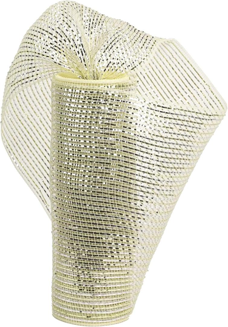 HUIHUANG Gold Deco Mesh 10 inch Rolls, Glod Decorative Mesh Ribbon for Christmas Wreath Swags Garland Bows DIY Craft-10 Yards