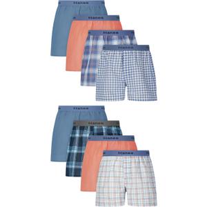 Hanes boys Underwear Boxers, 8-pack, Cotton-blend Woven Boxers for Boys, Moisture-wicking, Breathable (S)
